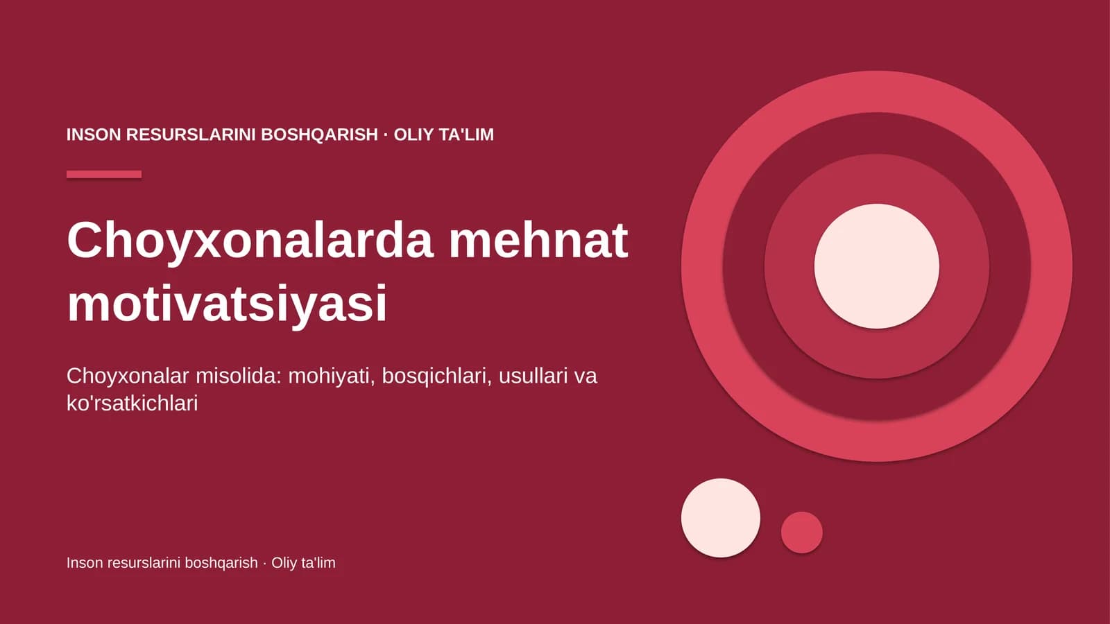 Choyxonalarda mehnat motivatsiyasi