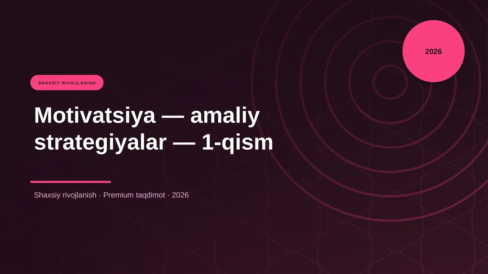 Motivatsiya — amaliy strategiyalar — 1-qism