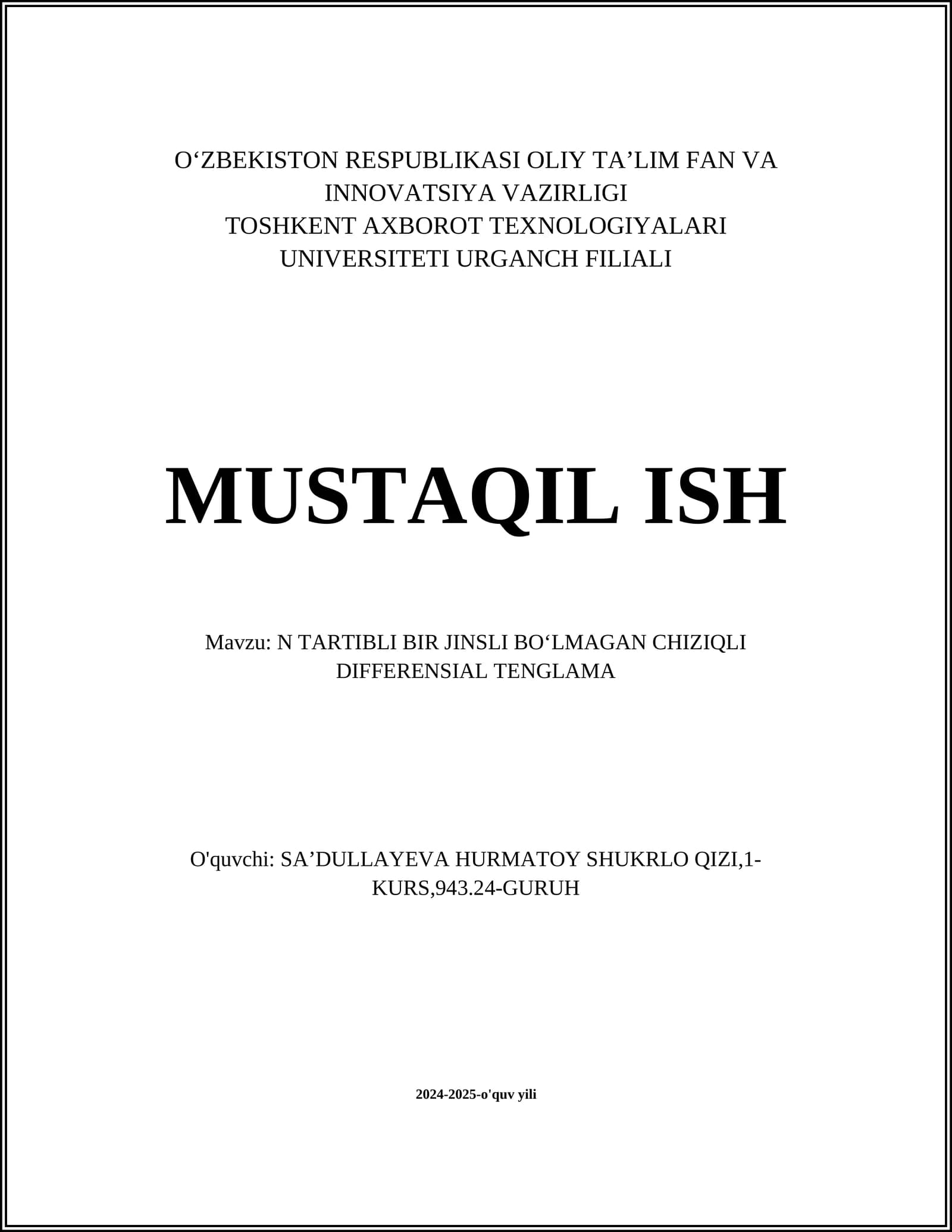 Chiziqli differensial tenglamalar nazariyasi