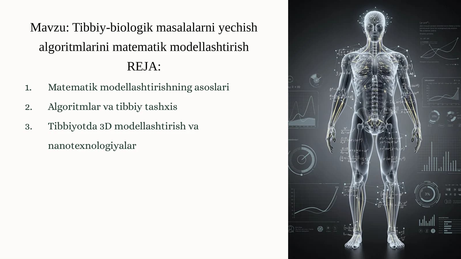 Tibbiy-biologik masalalarni yechish algoritmlarini matematik modellashtirish