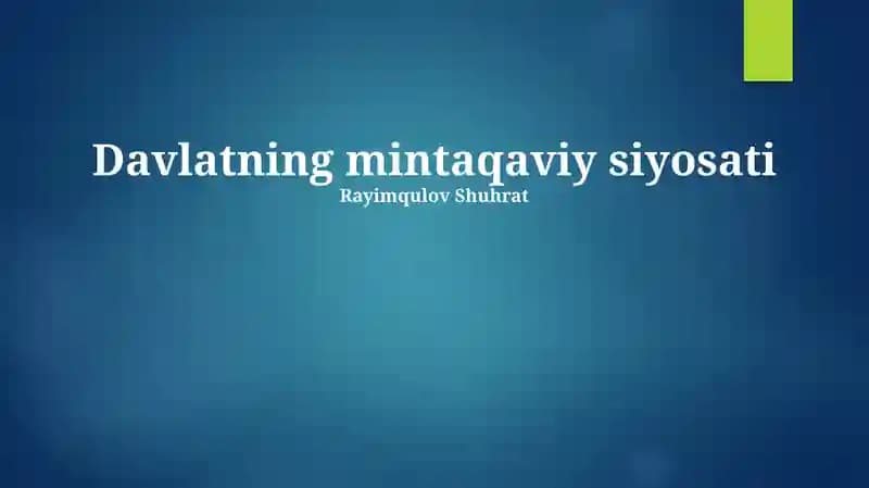 Davlatning mintaqaviy siyosati