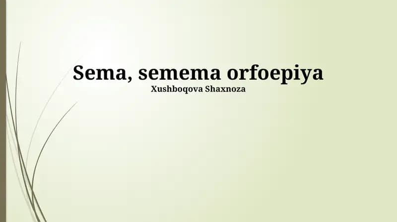 Sema, semema orfoepiya
