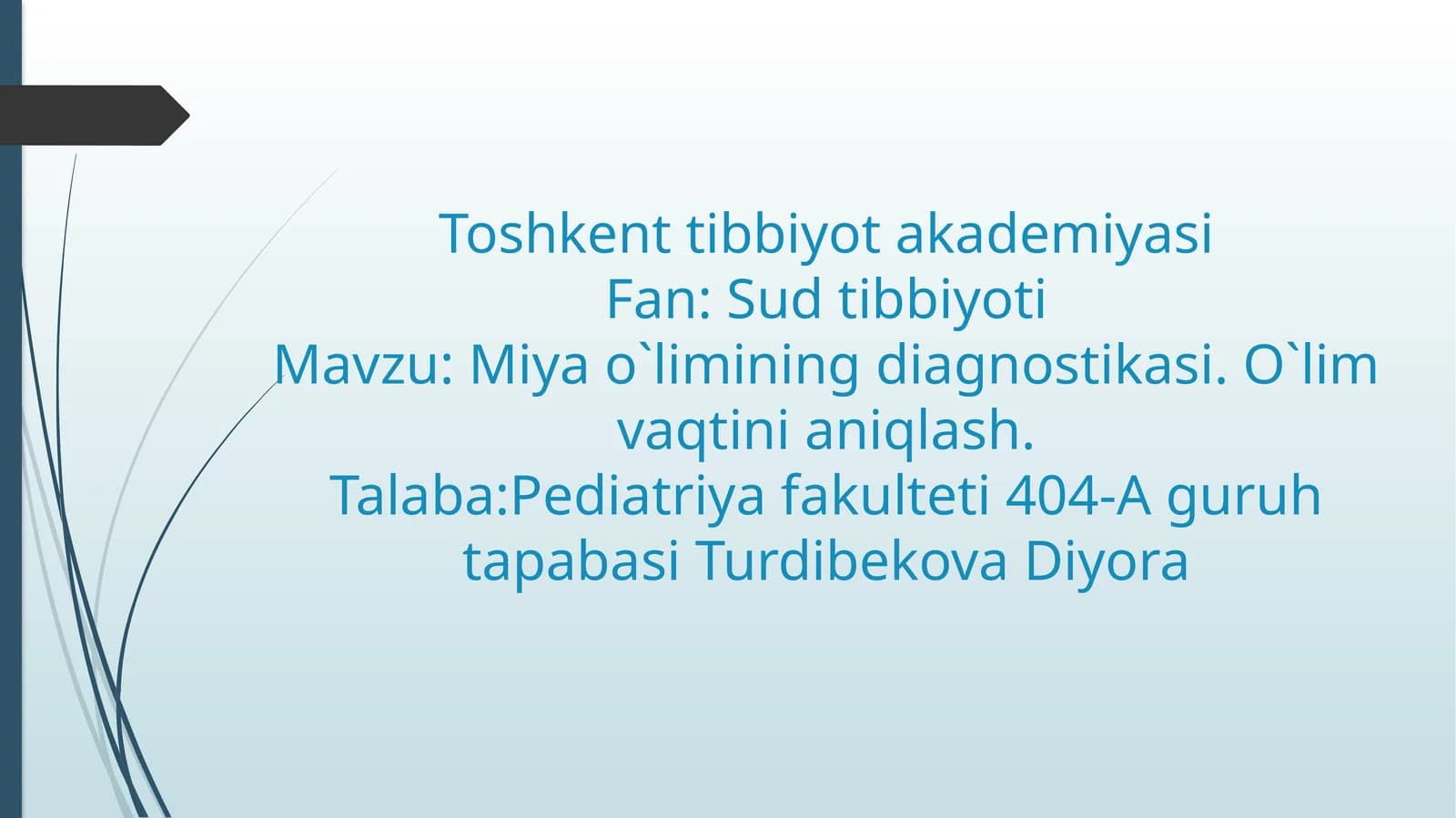 Sudtibbiyoti - Miyao`limining diagnostikasi