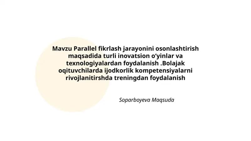 Turli inovatsion o‘yinlar va texnologiyalar