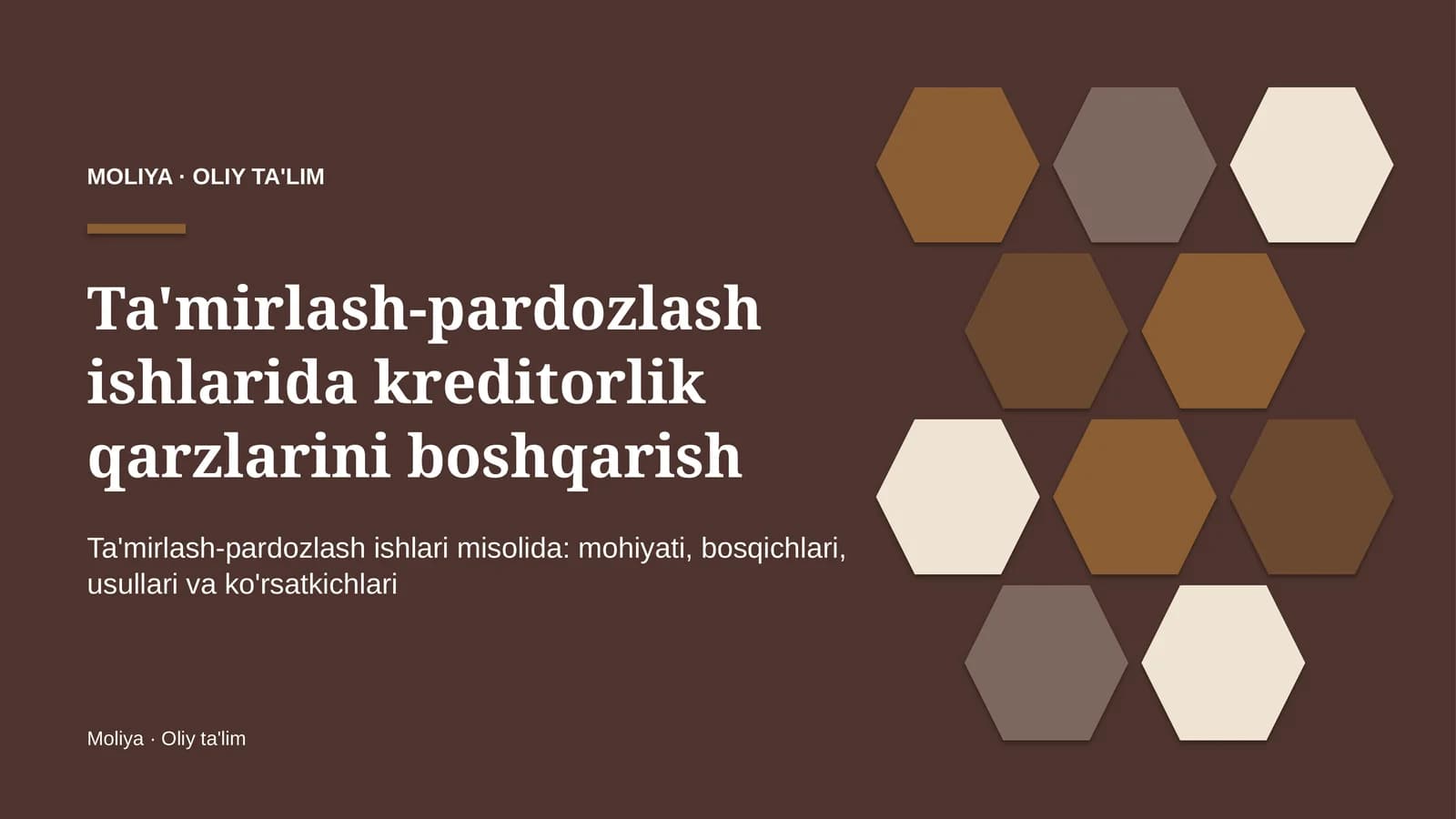 ta'mirlash pardozlash ishlarida kreditorlik qarzlarini boshqarish 7321