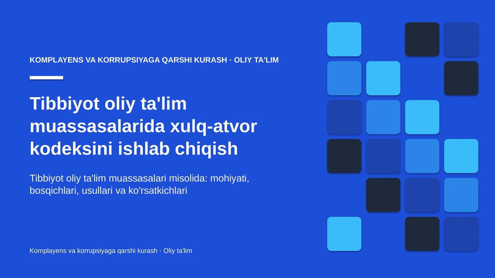 tibbiyot oliy ta'lim muassasalarida xulq atvor kodeksini ishlab chiqish 3114