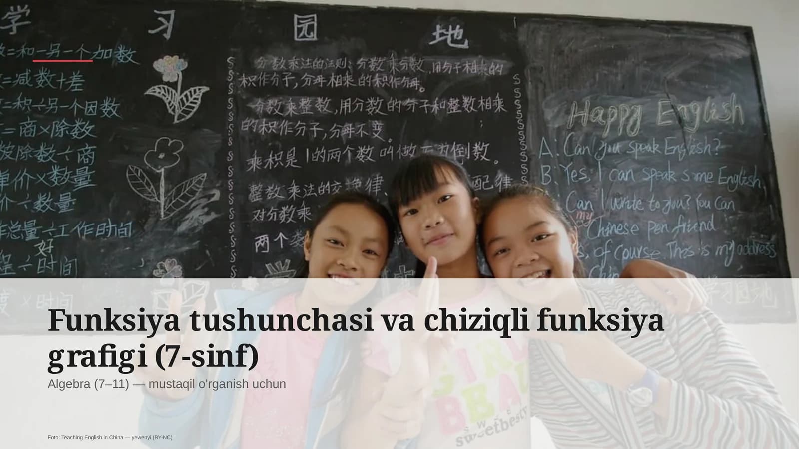 Funksiya tushunchasi va chiziqli funksiya grafigi (7-sinf)
