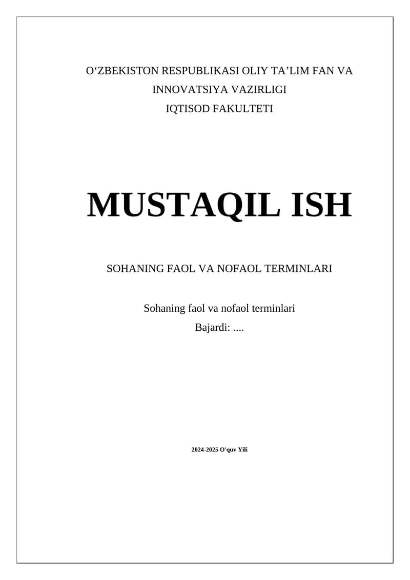 Faol va nofaol terminlari