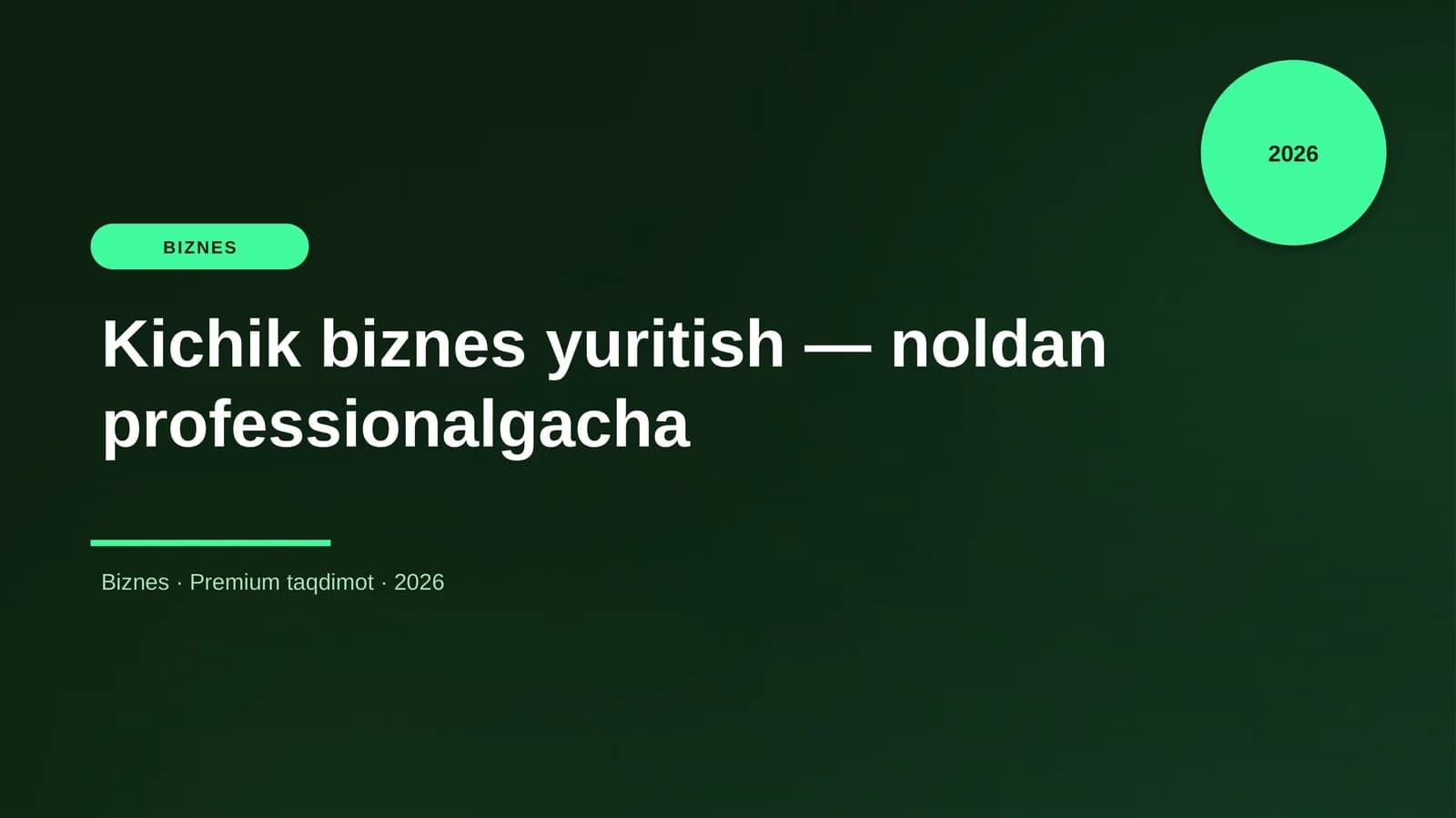Kichik biznes yuritish — noldan professionalgacha