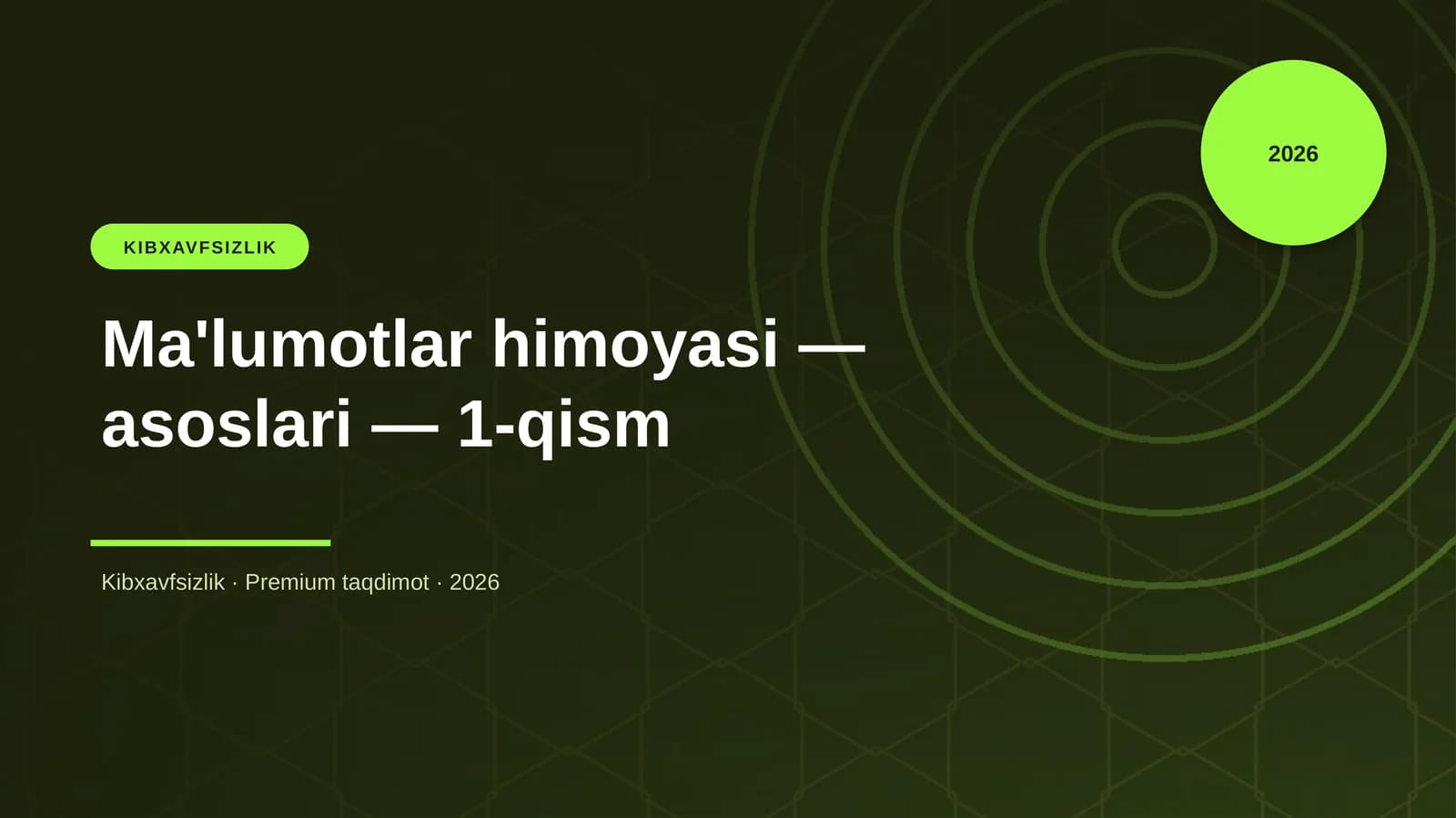 Ma'lumotlar himoyasi — asoslari — 1-qism