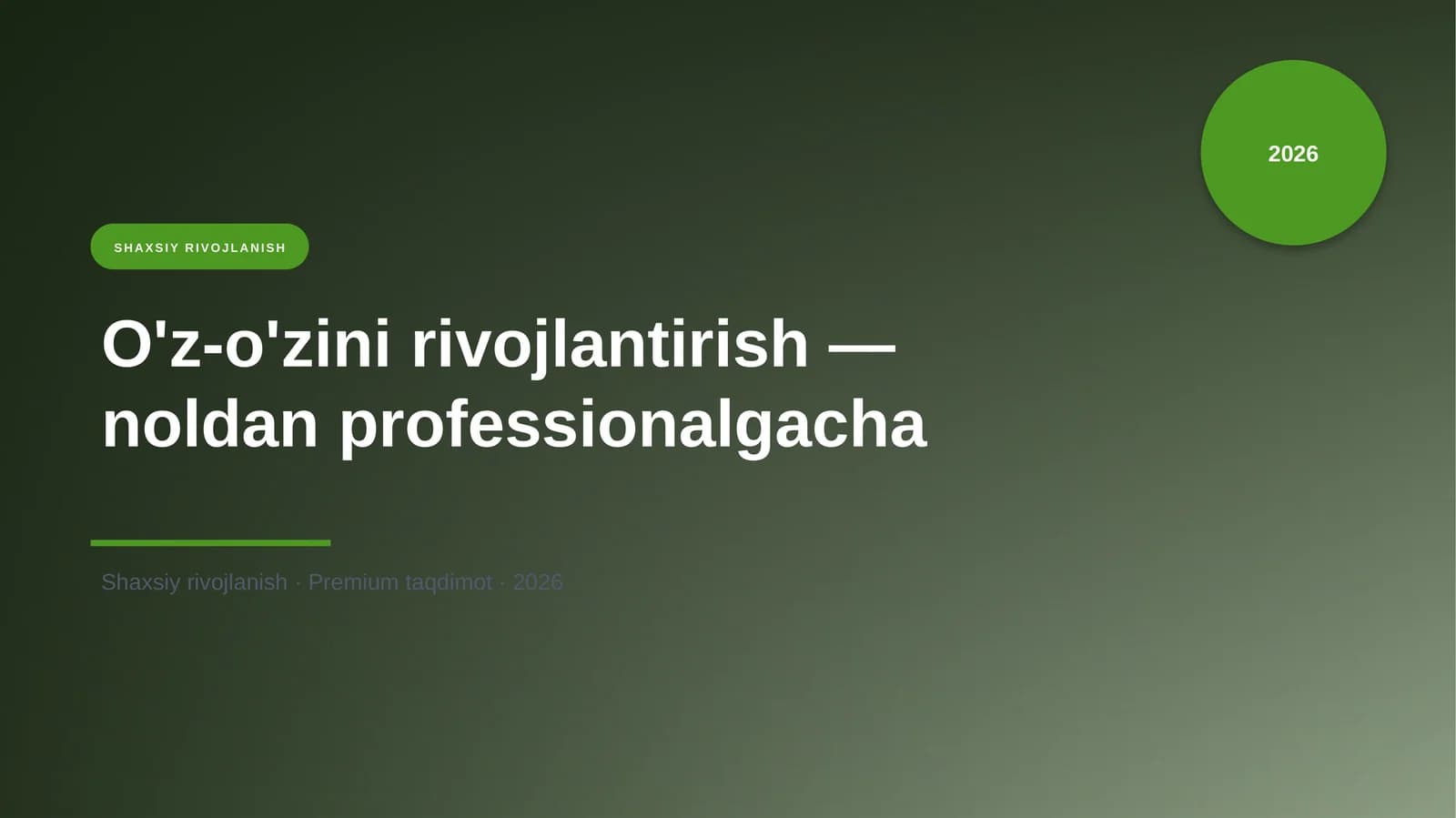 O'z-o'zini rivojlantirish — noldan professionalgacha