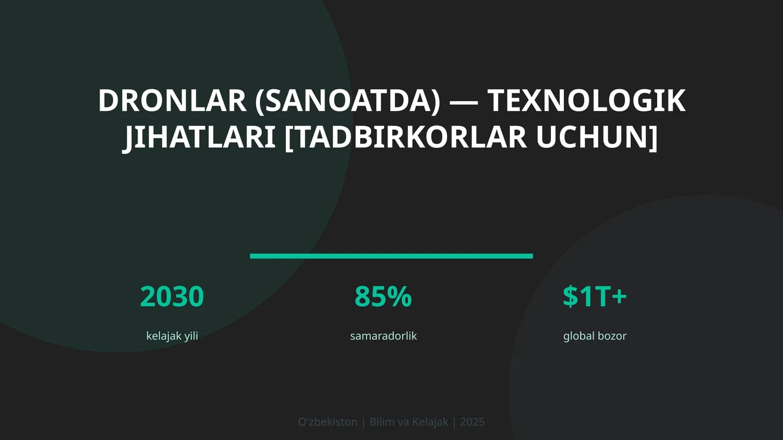 Dronlar (sanoatda) — texnologik jihatlari [tadbirkorlar uchun]