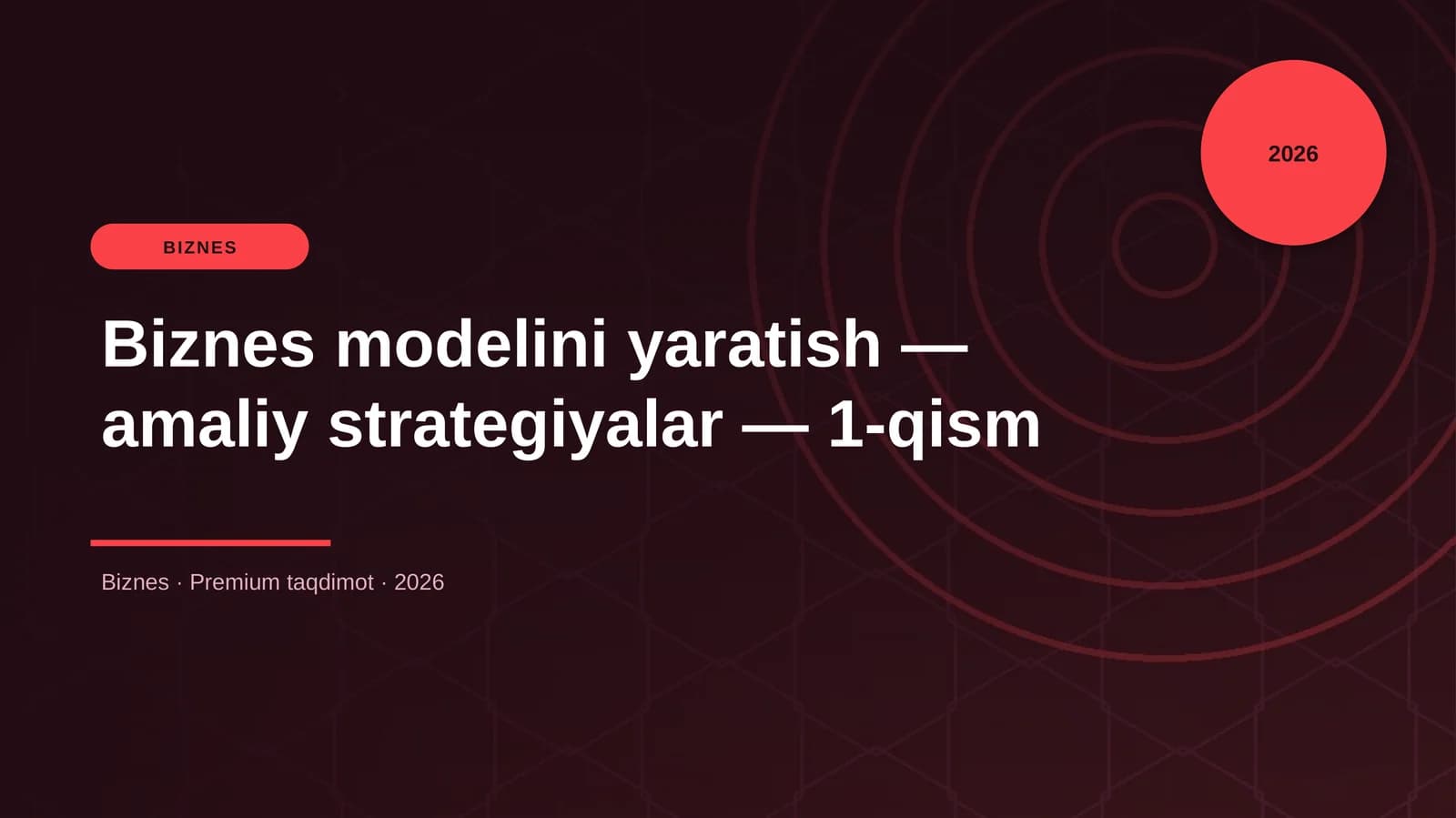 Biznes modelini yaratish — amaliy strategiyalar — 1-qism