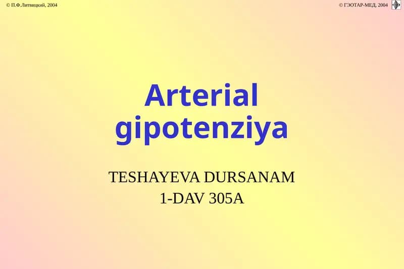 Arterialgipotenziya