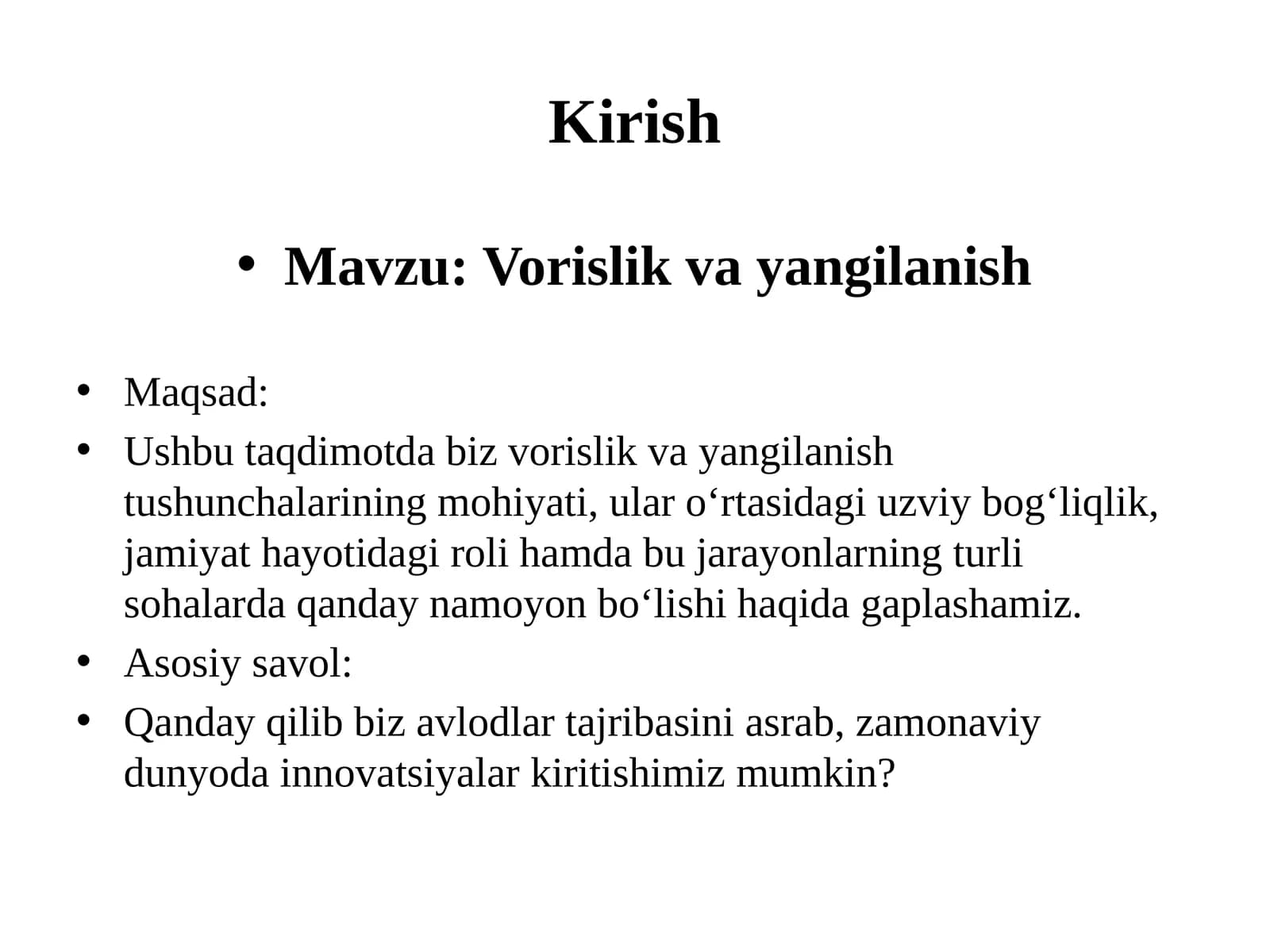 Vorislikvayangilanish