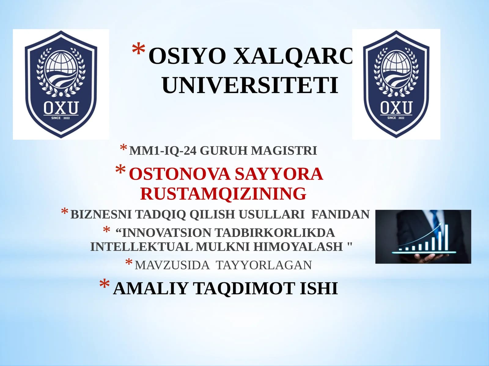 INNOVATSION TADBIRKORLIKDA INTELLEKTUAL MULKNI HIMOYALASH