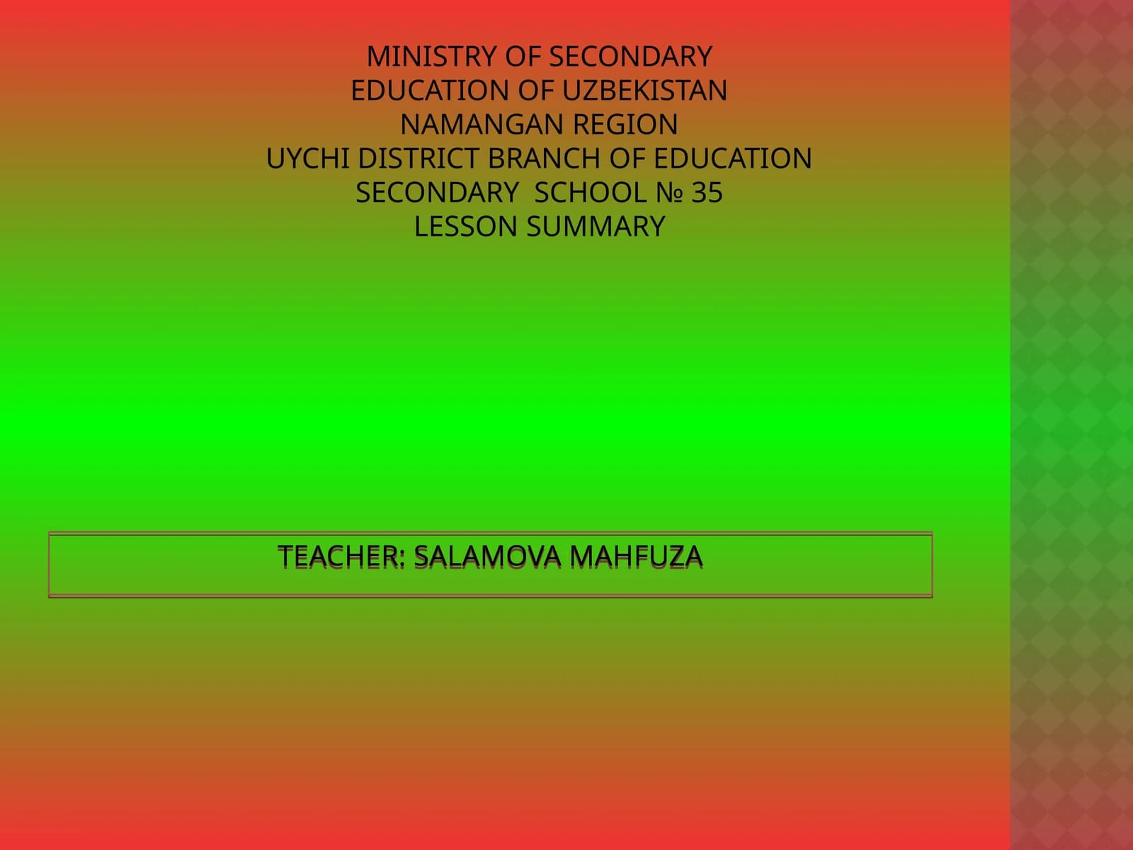 LESSON SUMMARY
