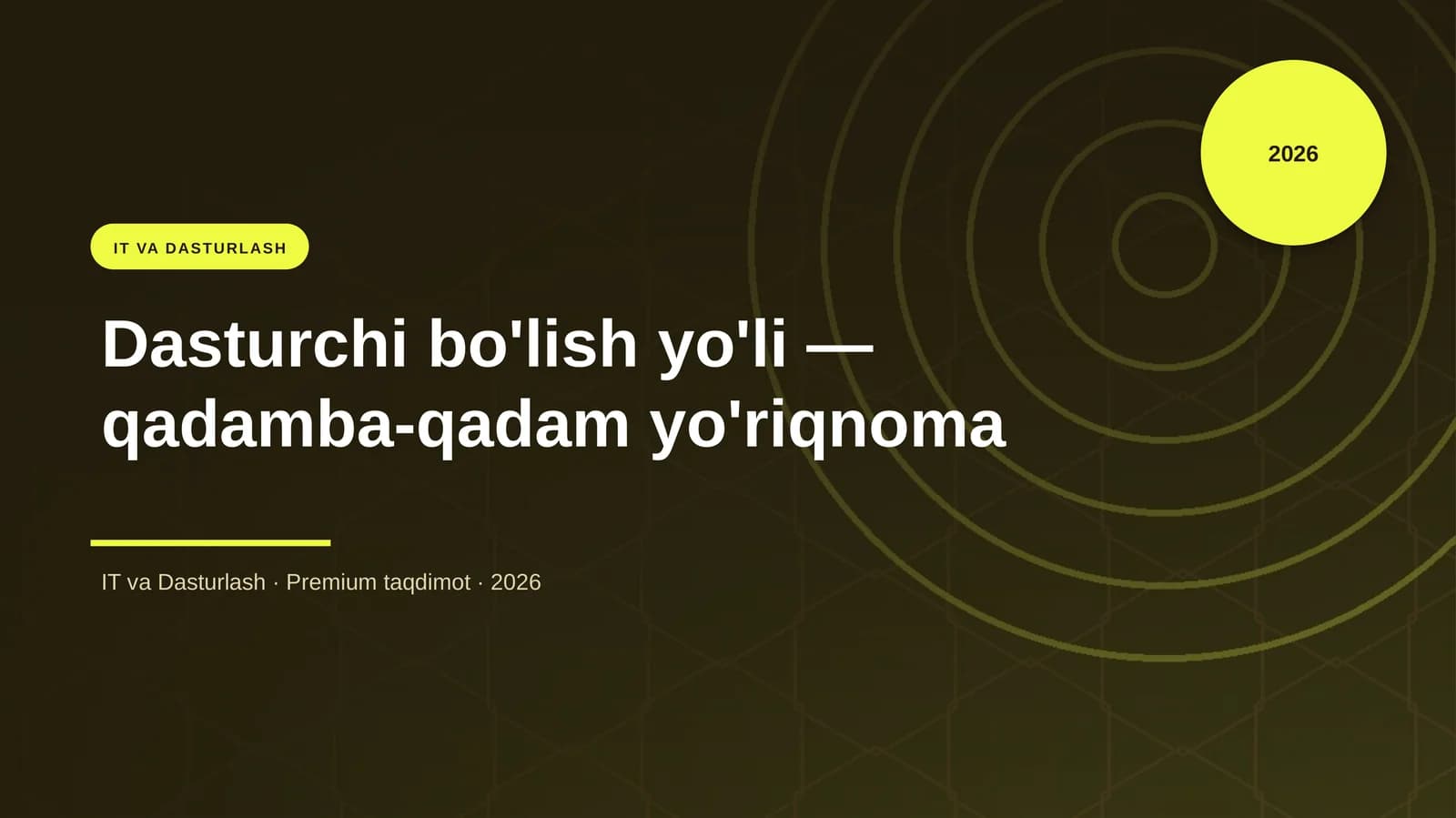 Dasturchi bo'lish yo'li — qadamba-qadam yo'riqnoma