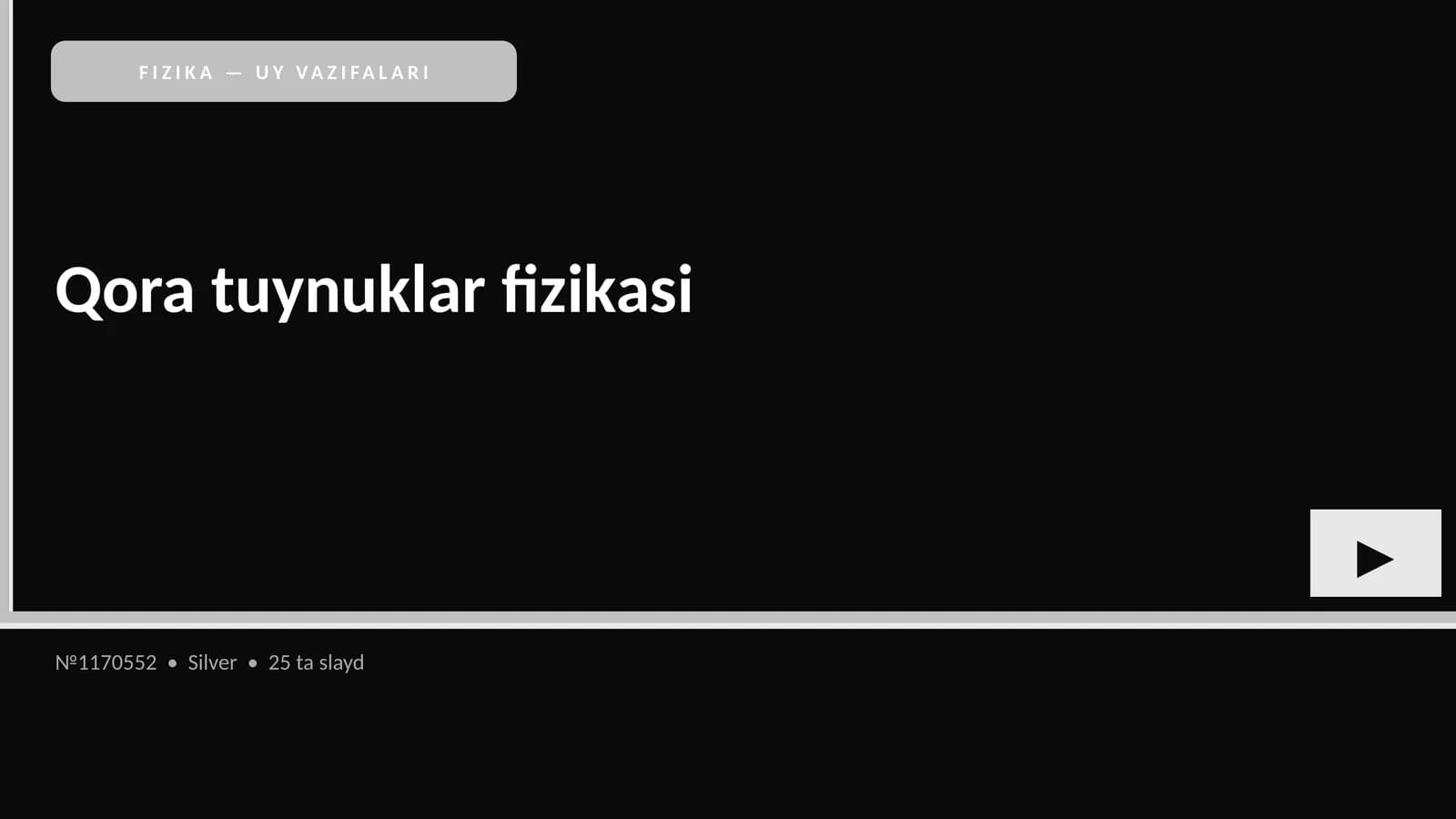 FIZIKA — UY VAZIFALARI