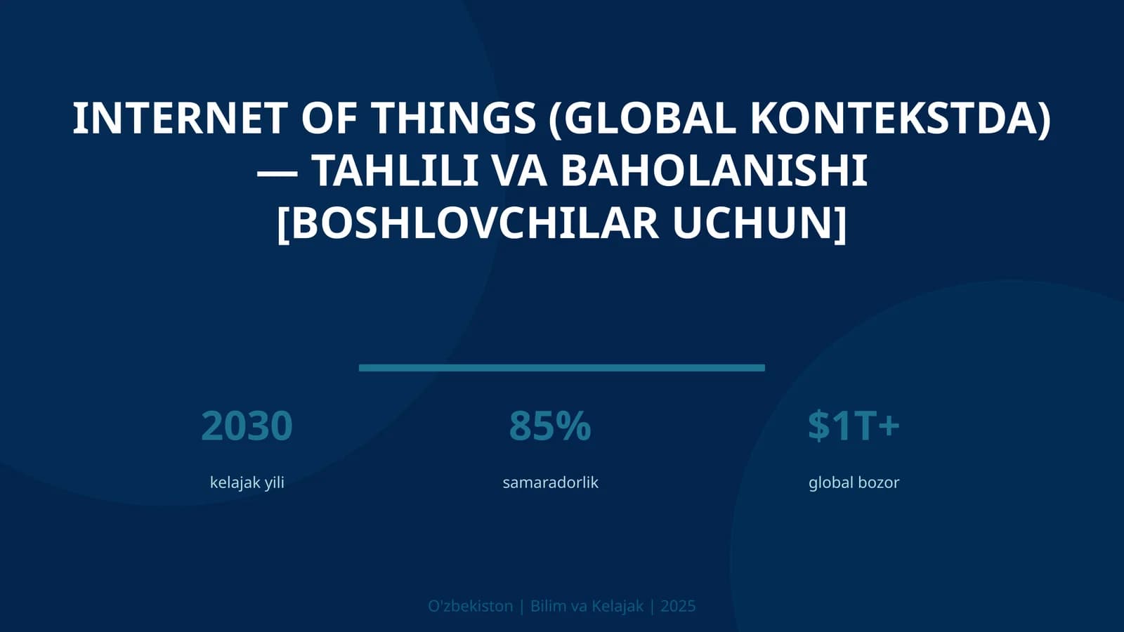 INTERNET OF THINGS (GLOBAL KONTEKSTDA) — TAHLILI VA BAHOLANISHI [BOSHLOVCHILAR UCHUN]