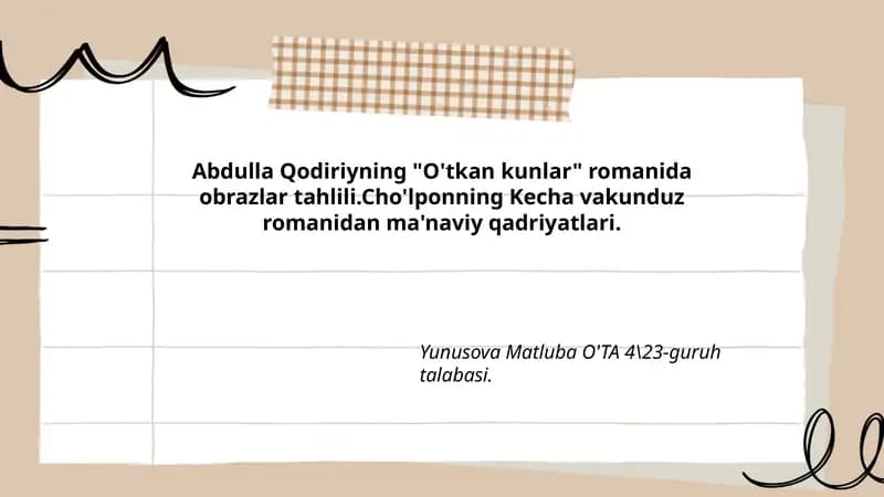 O'tkan kunlar
