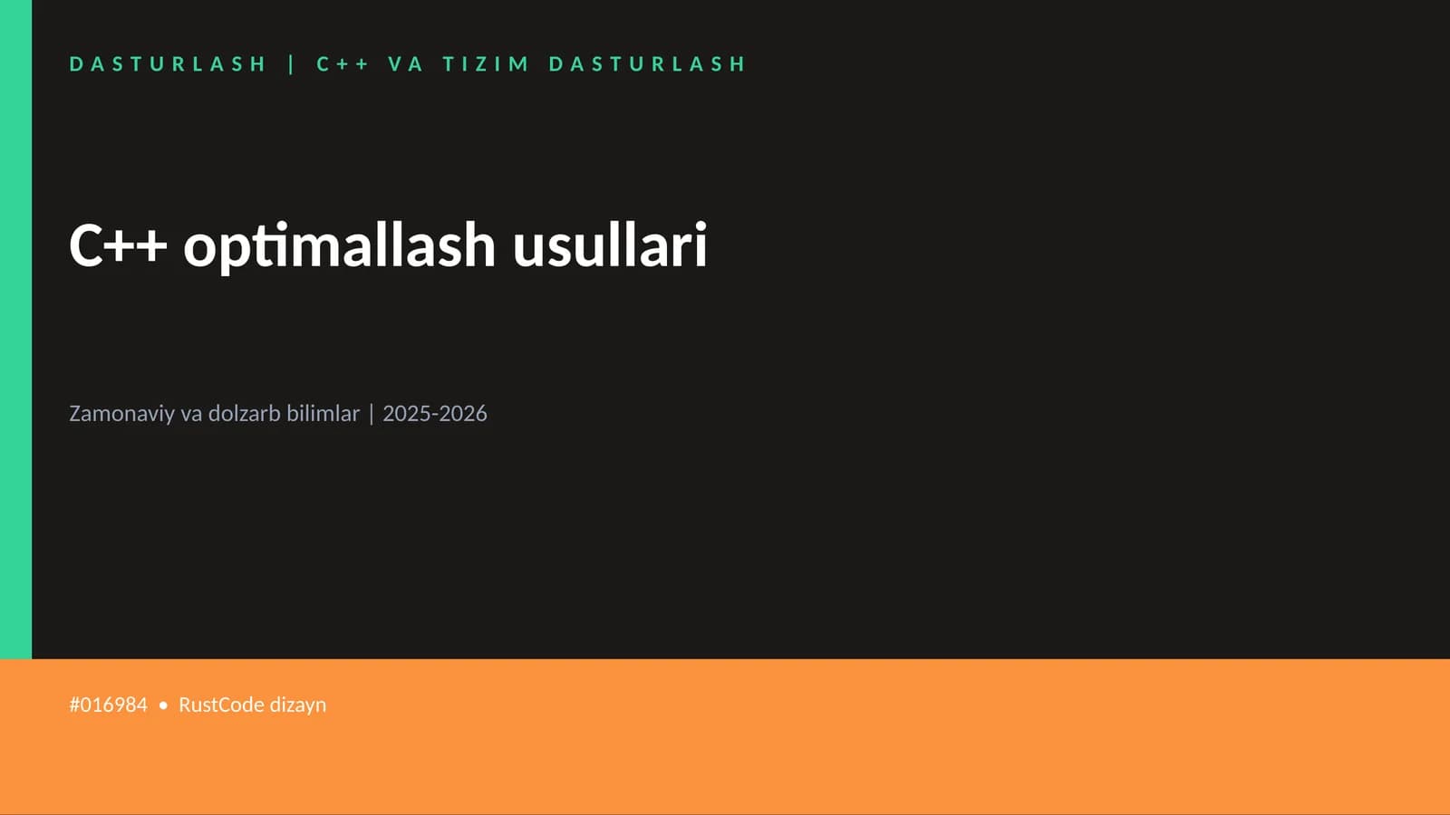 C++ VA TIZIM DASTURLASH