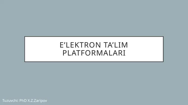 Elektron ta'lim platformalari