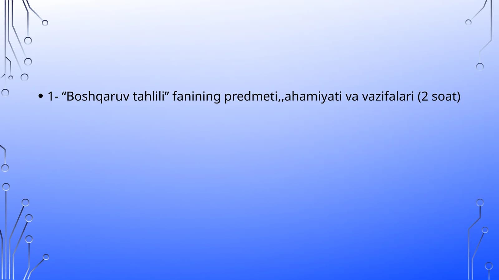 Boshqaruv tahlili fanining predmeti