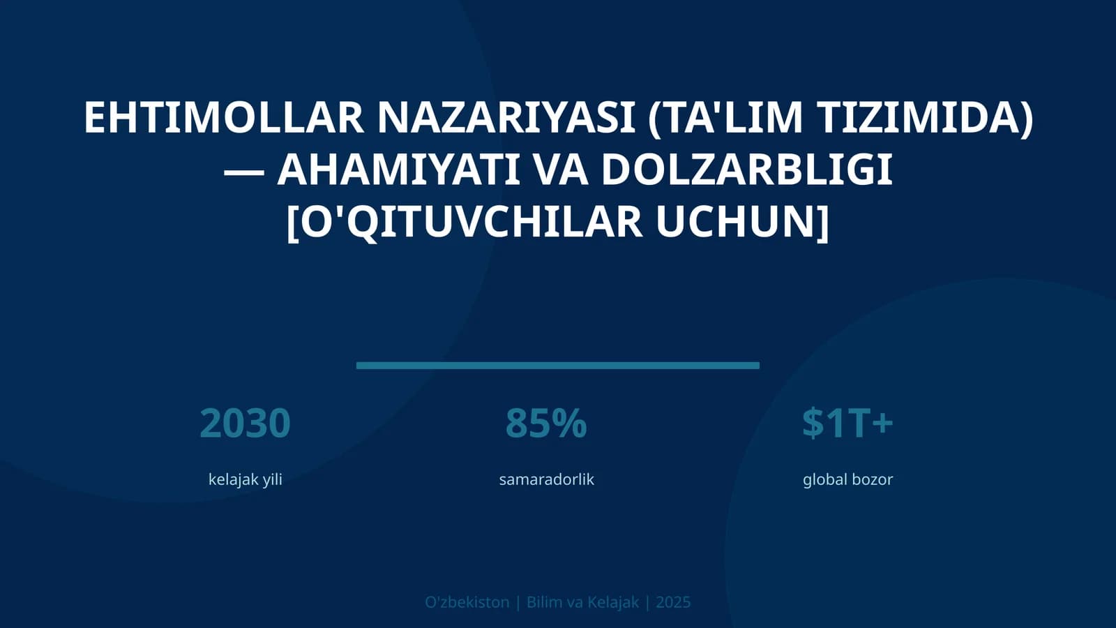 Ehtimollar nazariyasi (ta'lim tizimida) — ahamiyati va dolzarbligi [o'qituvchilar uchun]