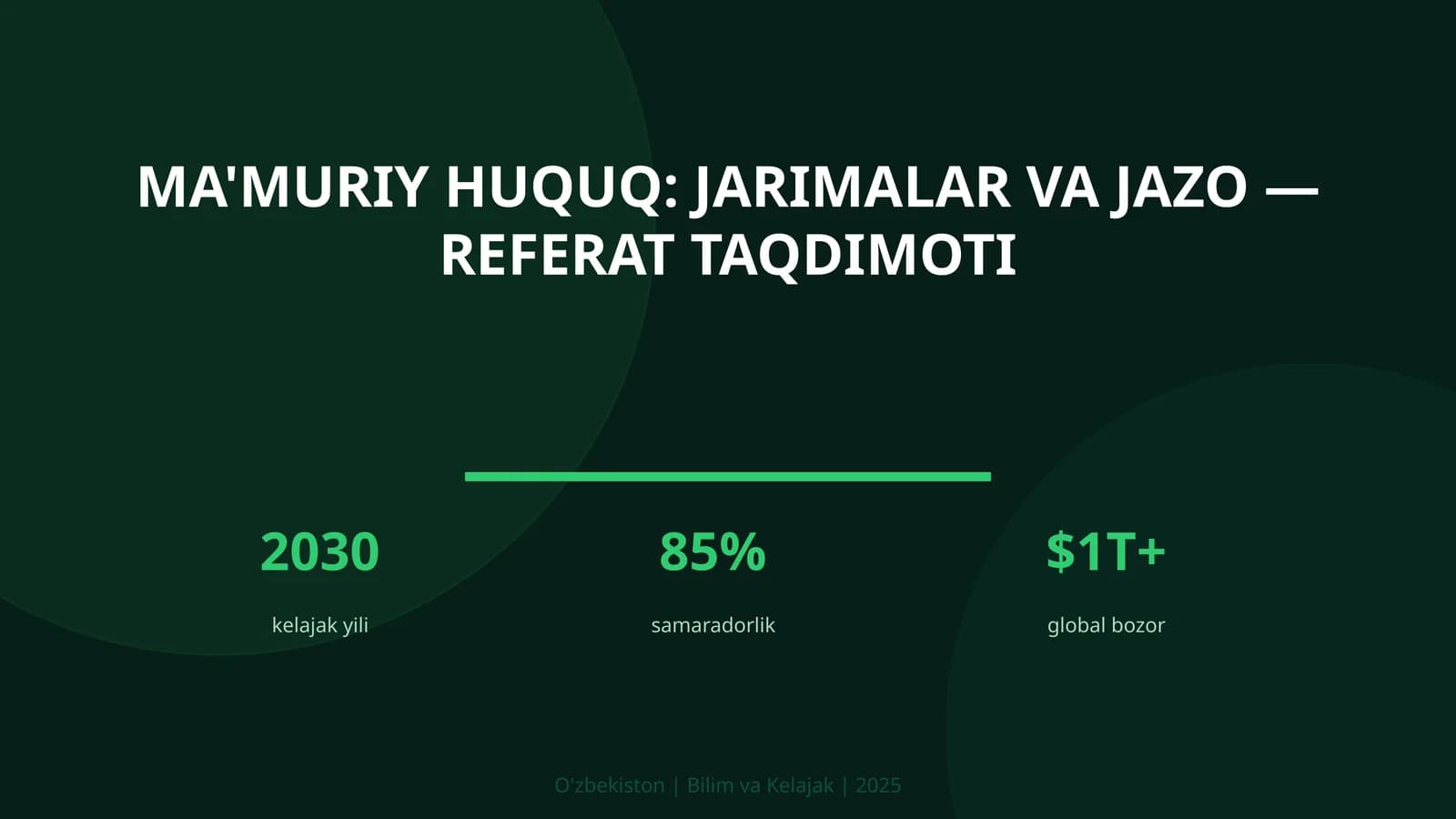 Ma'muriy huquq: jarimalar va jazo — referat taqdimoti