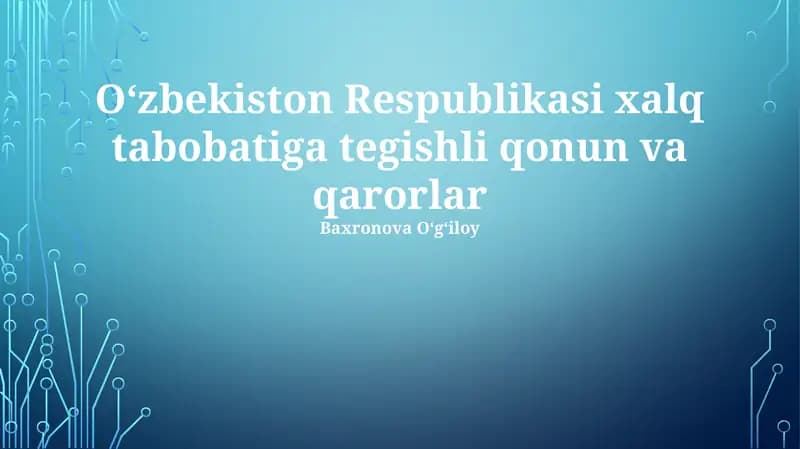 Oʻzbekiston Respublikasi xalq tabobatiga tegishli qonun va qarorlar