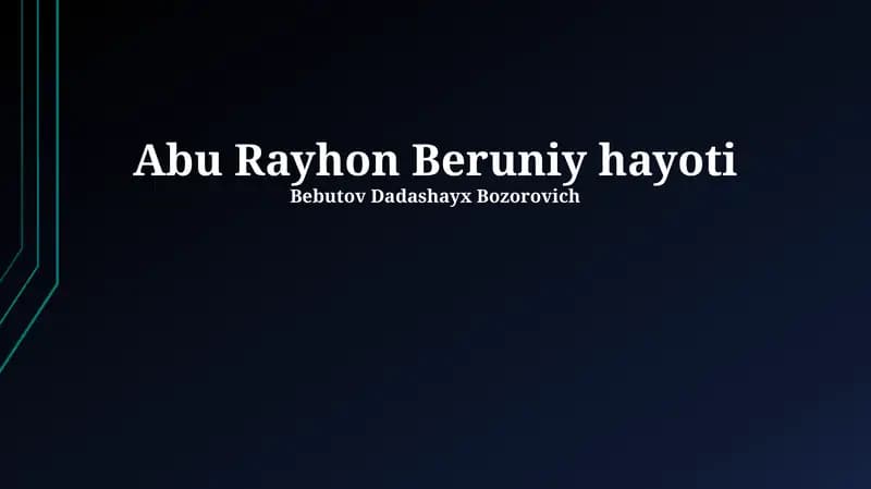 Abu Rayhon Beruniy hayoti