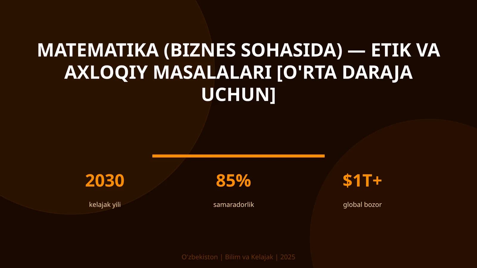 Matematika (biznes sohasida) — etik va axloqiy masalalari [o'rta daraja uchun]