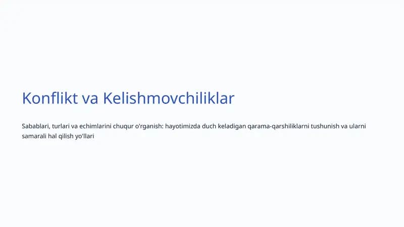 Konflikt va Kelishmovchiliklar