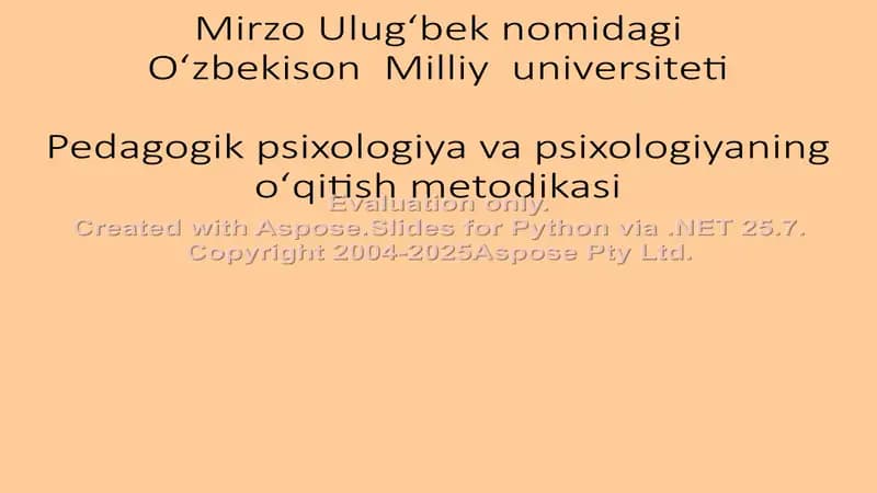Psixologiya fanlarining o‘qitish tamoyillari