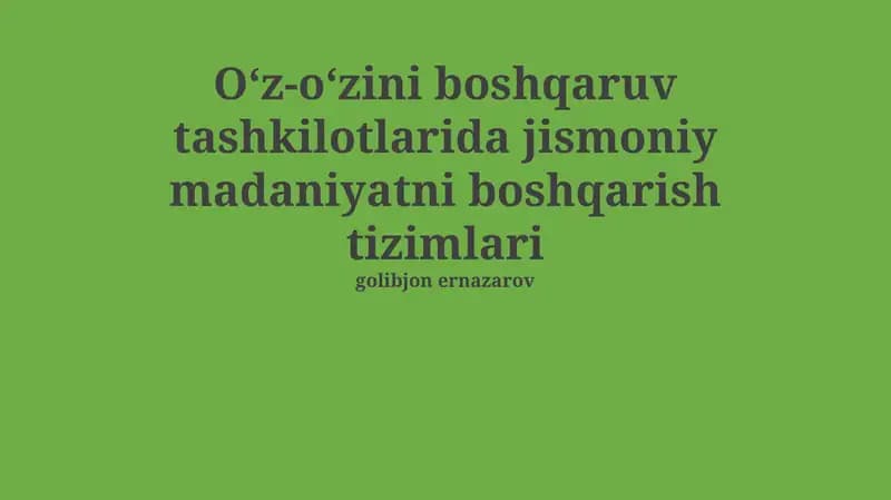 Jismoniy madaniyatni boshqarish tizimlari