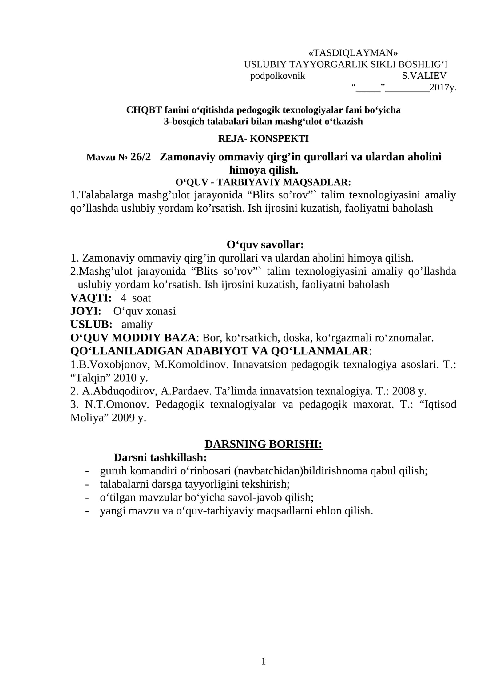 Mavzu № 26/2 Zamonaviy ommaviy qirg’in qurollari va ulardan aholini himoya qilish