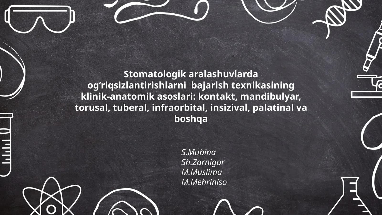 Stomatologik aralashuvlarda og’riqsizlantirishlarni bajarish texnikasining klinik-anatomik asoslari