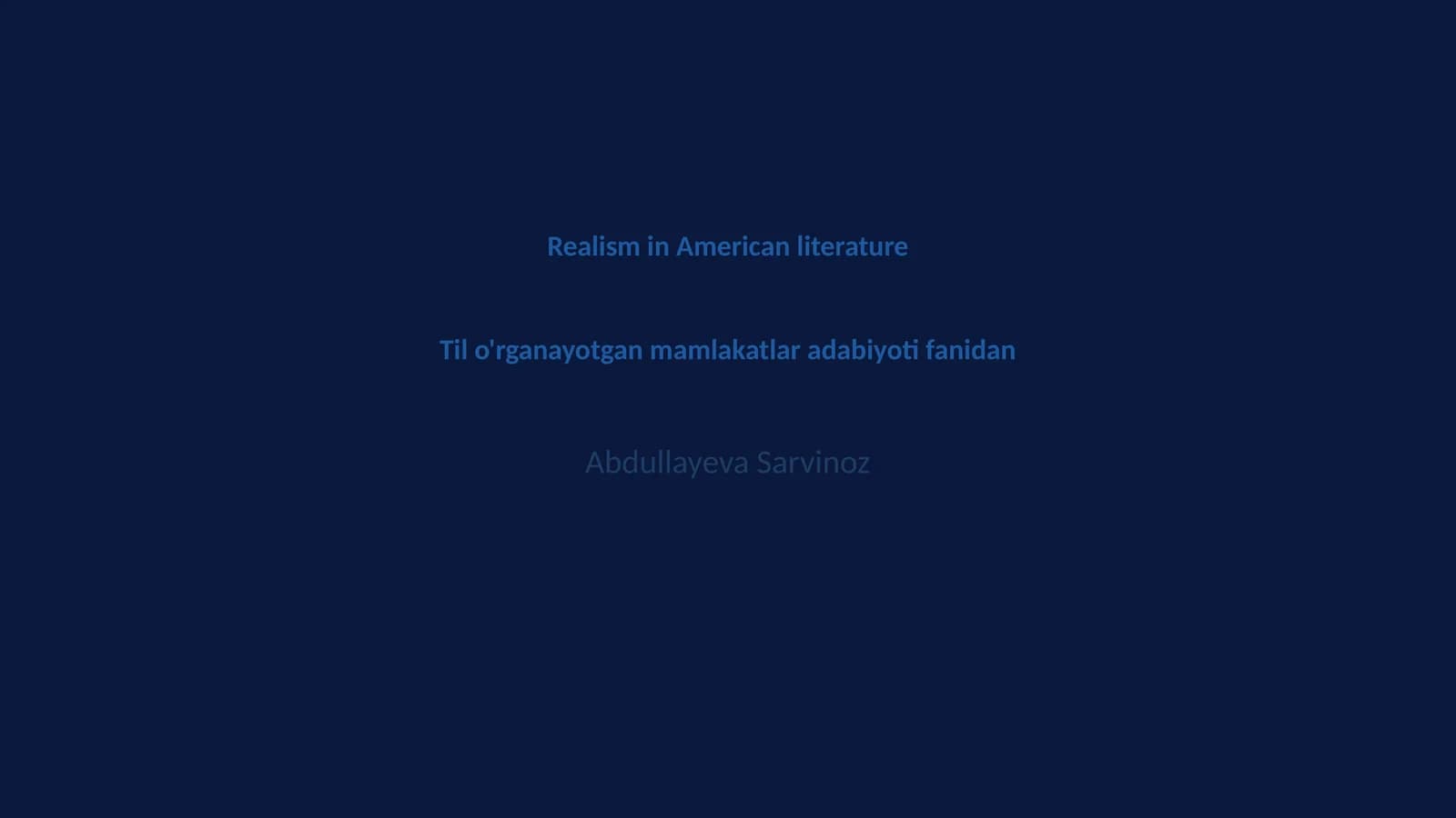 Realizm Amerika adabiyotida
