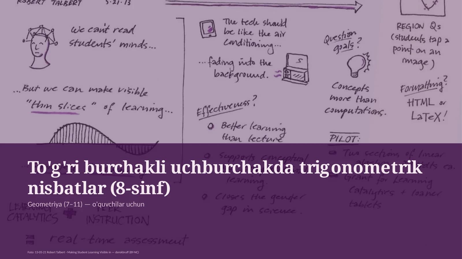 To'g'ri burchakli uchburchakda trigonometrik nisbatlar (8-sinf)