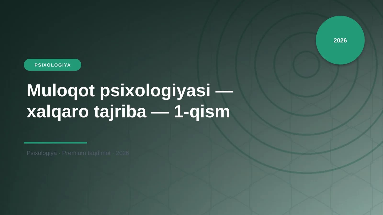 Muloqot psixologiyasi — xalqaro tajriba — 1-qism