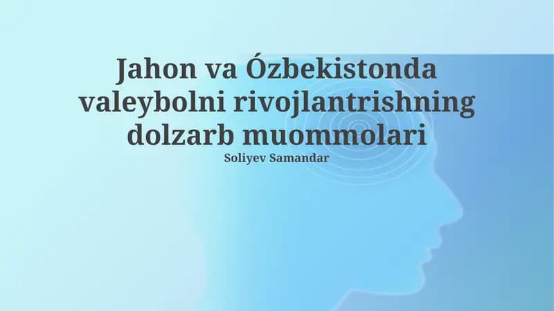 Jahon voleybolining dolzarb muammolari va yechimlari