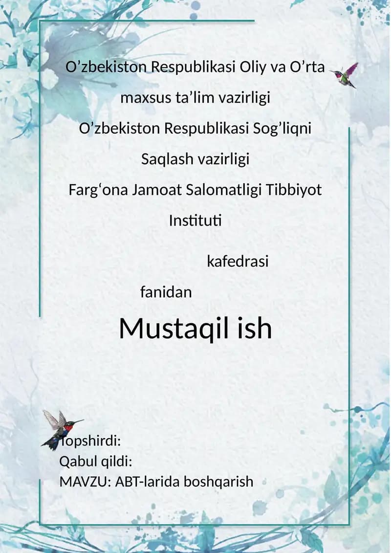 ABT-larida boshqarish yechimlarini optimallashtirish