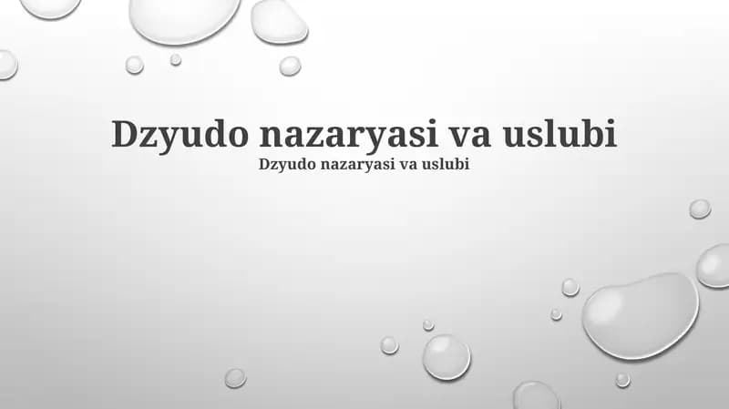 Dzyudo nazaryasi va uslubi