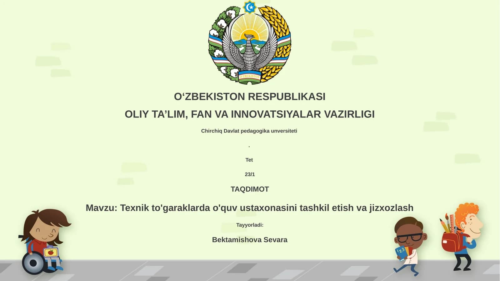 Texnik to'garaklarda o'quv ustaxonasini tashkil etish va jizxozlash