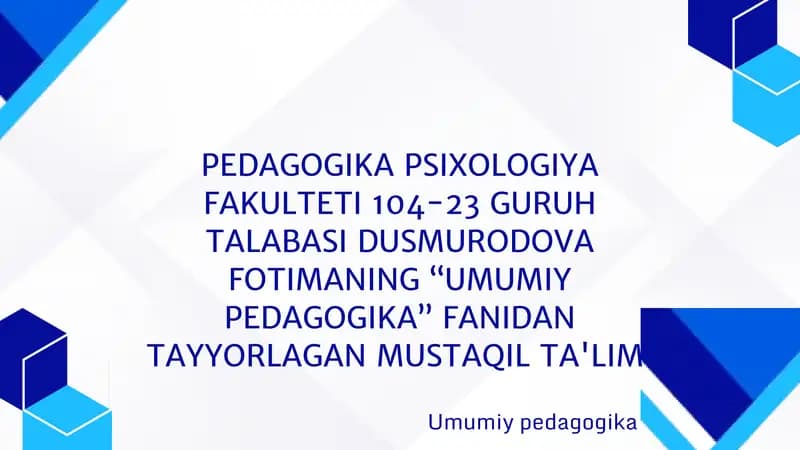 Umumiy pedagogika