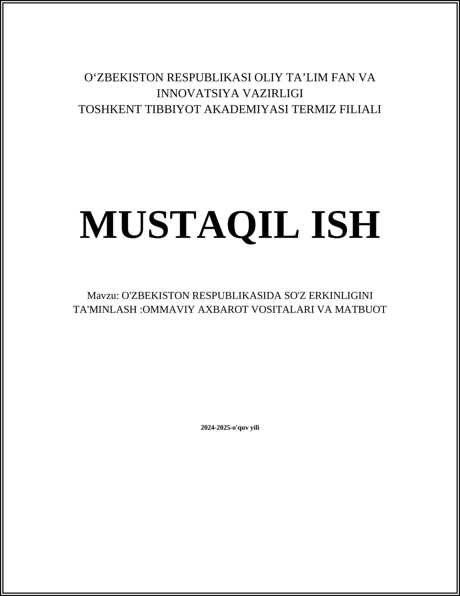 So'z erkinligining huquqiy asoslari