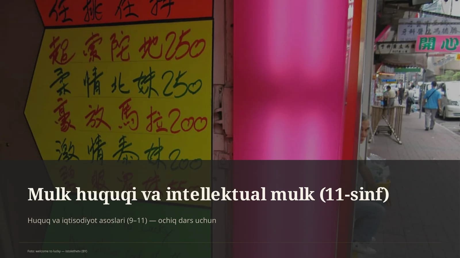 Mulk huquqi va intellektual mulk (11-sinf)