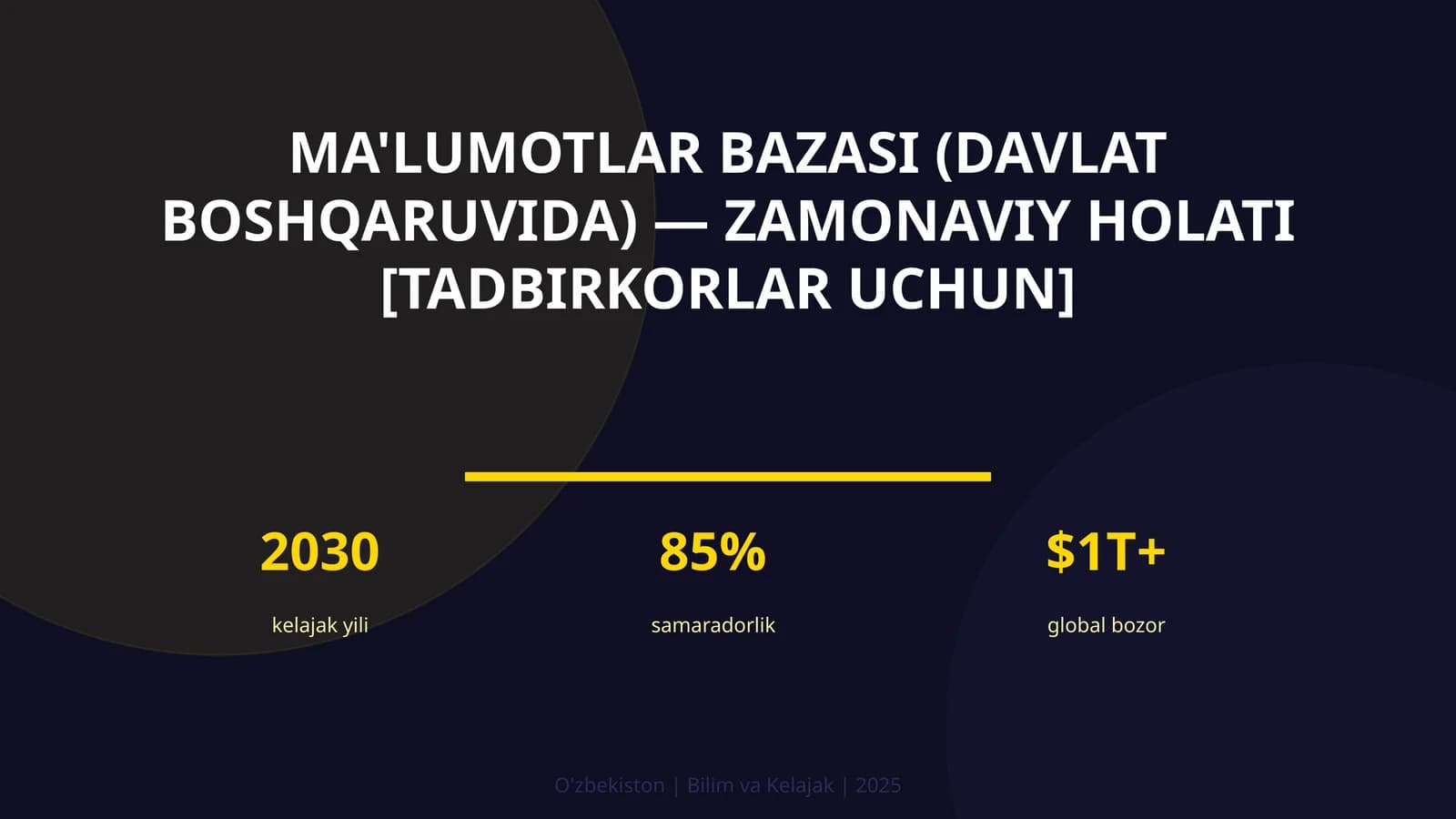 MA'LUMOTLAR BAZASI (DAVLAT BOSHQARUVIDA) — ZAMONAVIY HOLATI [TADBIRKORLAR UCHUN]