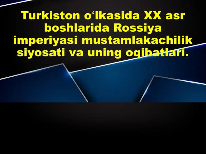 Rossiya imperiyasi mustamlakachilik siyosati va uning oqibatlari